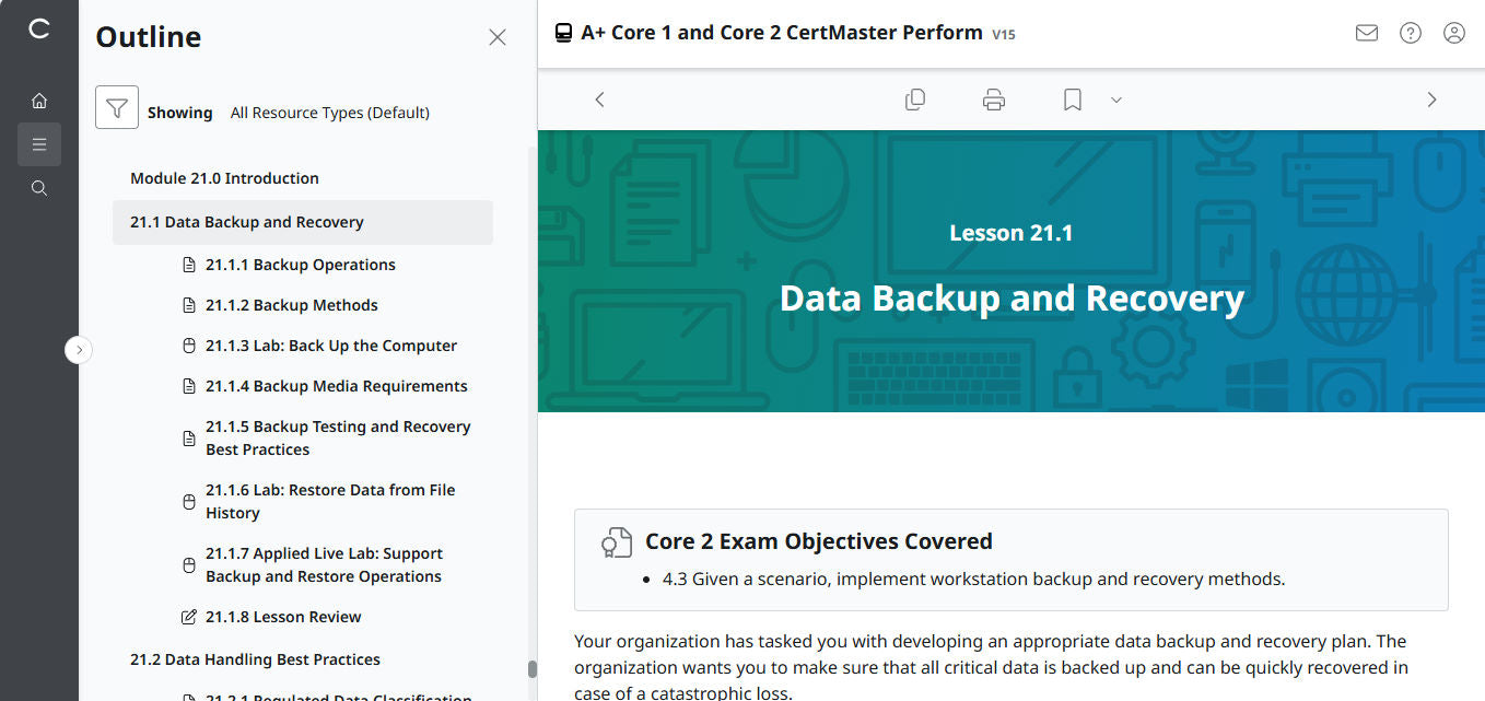 CompTIA A+ Core 1 & 2 CertMaster Perform  (V15)